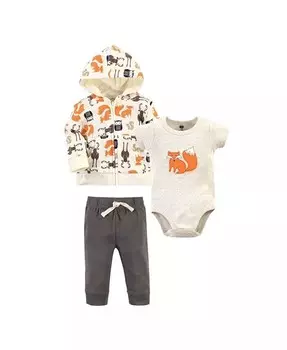 Толстовка с капюшоном, боди или комплект из футболки и брюк для маленьких мальчиков, набор из 3 шт Hudson Baby, мультиколор