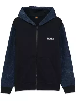 Толстовка с капюшоном BOSS со вставками, синий