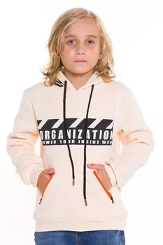 Толстовка с капюшоном Boy's Organization с текстовым принтом 14124 My Serenad, крем