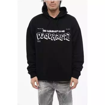 Толстовка с капюшоном CANADIAN VILLAGE из начесаного хлопка Dsquared2, Black