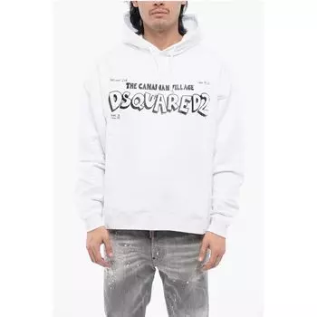 Толстовка с капюшоном CANADIAN VILLAGE из начесаного хлопка Dsquared2, White