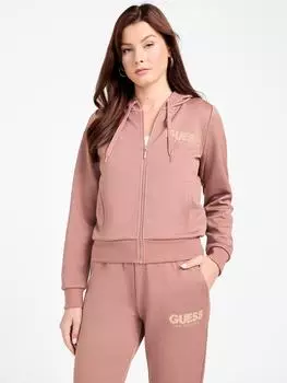 Толстовка с капюшоном Casandra Jacquard на молнии Guess Factory, цвет roasted chestnut