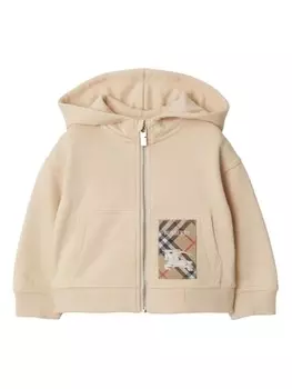 Толстовка с капюшоном Check Label Burberry Kids, нейтральный цвет