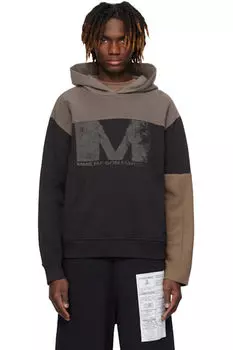 Толстовка с капюшоном черного и коричневого цвета MM6 Maison Margiela