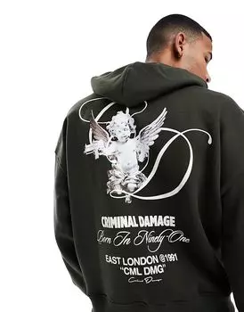 Толстовка с капюшоном Cherub зеленого цвета Criminal Damage