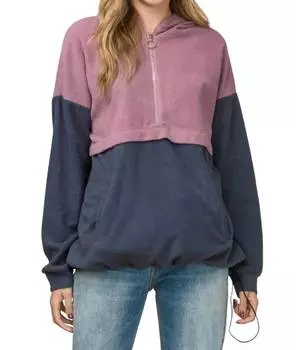 Толстовка с капюшоном Color Block в лилово-синем цвете entro