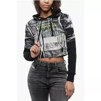 Толстовка с капюшоном Crop Sweethirt с тисненым логотипом Diesel, Black