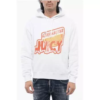 Толстовка с капюшоном D2 JUICY Cool Fit из матового хлопка Dsquared2, White