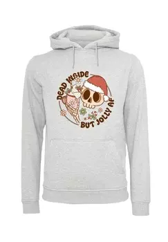 Толстовка с капюшоном DEAD INSIDE BUT JOLLY AF CHRISTMAS F4NT4STIC, серый