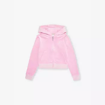 Толстовка с капюшоном Diamant-Text на молнии спереди, велюровая, возраст 7-16 лет Juicy Couture, розовый
