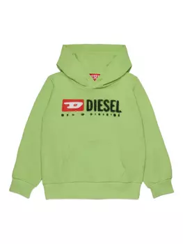 Толстовка с капюшоном Diesel Kids с принтом логотипа, зеленый