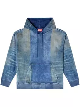 Толстовка с капюшоном Diesel track из денима, синий