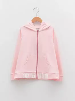 Толстовка с капюшоном для девочек с принтом и длинными рукавами на молнии LCW Kids