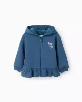 Толстовка с капюшоном для девочки с рюшами Zippy, темно-синий