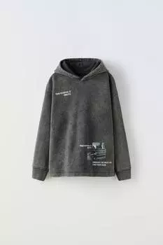Толстовка с капюшоном для фотографий ZARA, антрацитовый серый