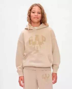 Толстовка с капюшоном для мальчика с логотипом Gap спереди, бежевый