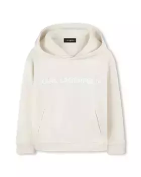 Толстовка с капюшоном для мальчика с логотипом спереди Karl Lagerfeld Kids, бежевый