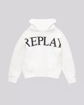 Толстовка с капюшоном для мальчика с логотипом Replay, белый