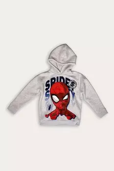 Толстовка с капюшоном для мальчиков с изображением человека паука Brand Threads, серый