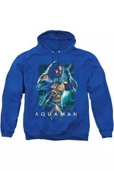 Толстовка с капюшоном для взрослых с изображением фильма «Аквамен» и трезубцем Gildan, черный