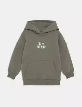 Толстовка с капюшоном Doodle для мальчиков с высоким содержанием хлопка Marks & Spencer, хаки