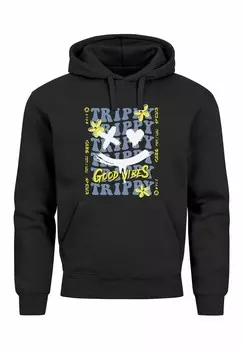 Толстовка с капюшоном DRIP FACE SMILE HERZ BLUMEN COLLAGE FASHION STREETSTYLE TECHWEAR Neverless, черный