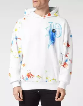 Толстовка с капюшоном Dripping Skull Philipp Plein, белый