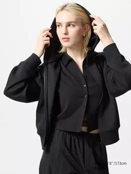 Толстовка с капюшоном dry sweat на молнии Uniqlo, цвет 09 черный