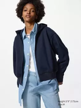 Толстовка с капюшоном dry sweat на молнии Uniqlo, цвет 69 синий