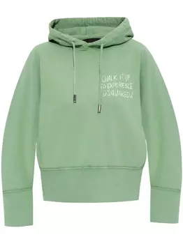 Толстовка с капюшоном DSQUARED2 с текстовыми деталями, зеленый