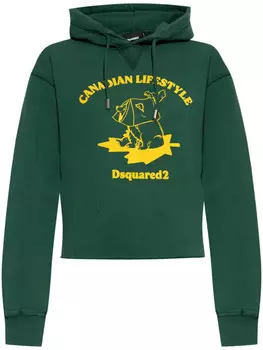 Толстовка с капюшоном DSQUARED2 в стиле канадского образа жизни, зеленый