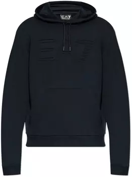 Толстовка с капюшоном Ea7 Emporio Armani с вышитым логотипом, синий