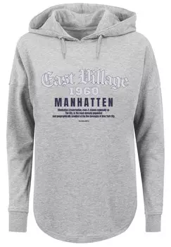 Толстовка с капюшоном EAST VILLAGE MANHATTEN OVERSIZE F4NT4STIC, серый