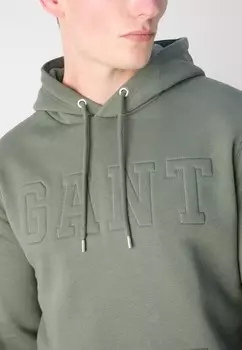 Толстовка с капюшоном EMBOSSED HOODIE GANT, зеленый