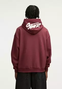 Толстовка с капюшоном EMBROIDERED PULL&BEAR, темно-красный