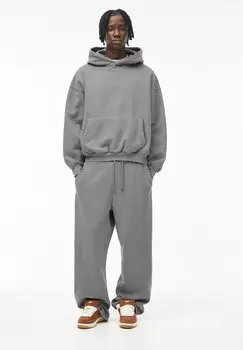 Толстовка с капюшоном EMBROIDERED STWD PULL&BEAR, сине-серый