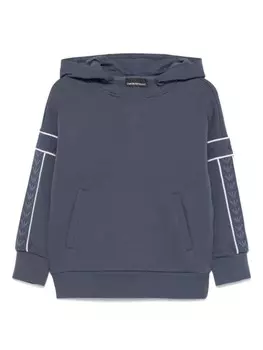 Толстовка с капюшоном Emporio Armani Kids с тисненым логотипом, синий