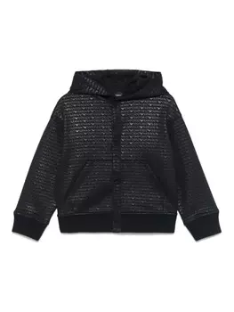 Толстовка с капюшоном Emporio Armani Kids с принтом логотипа, синий