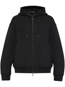 Толстовка с капюшоном Emporio Armani на молнии и шнурке, черный