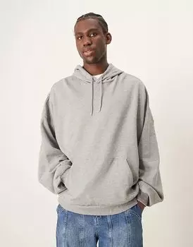 Толстовка с капюшоном Essential Extreme Oversize серого меланжевого цвета ASOS DESIGN