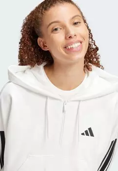 Толстовка с капюшоном ESSENTIALS 3 STRIPES QUARTER adidas Sportswear, белый