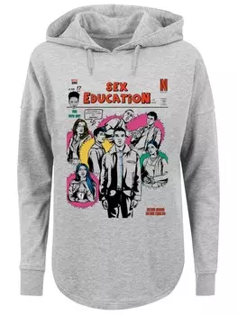 Толстовка с капюшоном F4NT4STIC Sweatshirt Sex Education Magazine Cover Netflix TV Serie, пятнистый серый