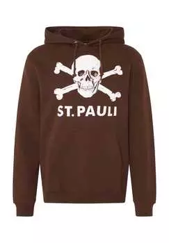 Толстовка с капюшоном fc st. pauli с принтом спереди ребристые манжеты Fanartikel, коричневый
