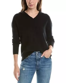 Толстовка с капюшоном Forte Cashmere Tipped Rib Cashmere, черный
