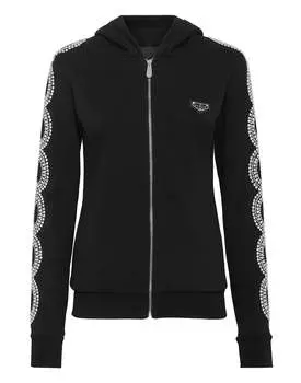 Толстовка с капюшоном Full Zip Crystal Cable PHILIPP PLEIN, черный