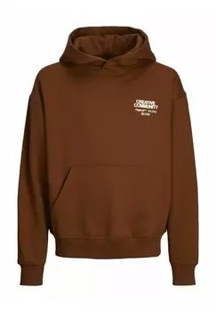 Толстовка с капюшоном GEDRUCKT Jack & Jones, коричневый