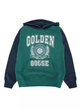 Толстовка с капюшоном Golden Goose Kids с цветным логотипом, зеленый