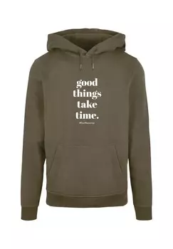 Толстовка с капюшоном GOOD THINGS TAKE TIME BASIC Merchcode, оливковый