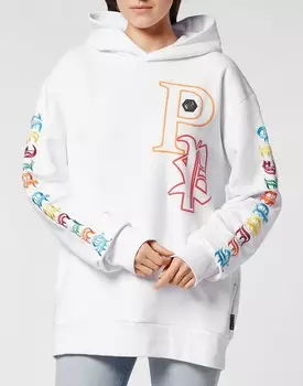 Толстовка с капюшоном Gothic Plein Philipp Plein, цвет White / Multicolored