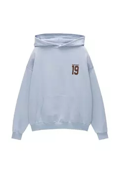 Толстовка с капюшоном GRAPHIC PULL&BEAR, светло-голубой